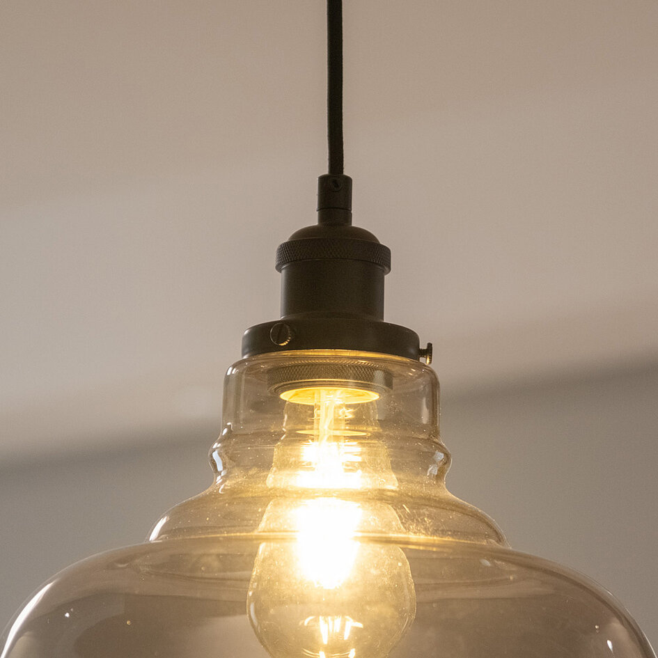Landelijke hanglamp met smoke glas, 1-lichts - Ebbe