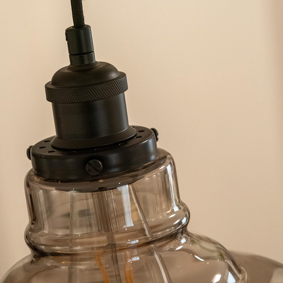 Landelijke hanglamp met smoke glas, 1-lichts - Ebbe