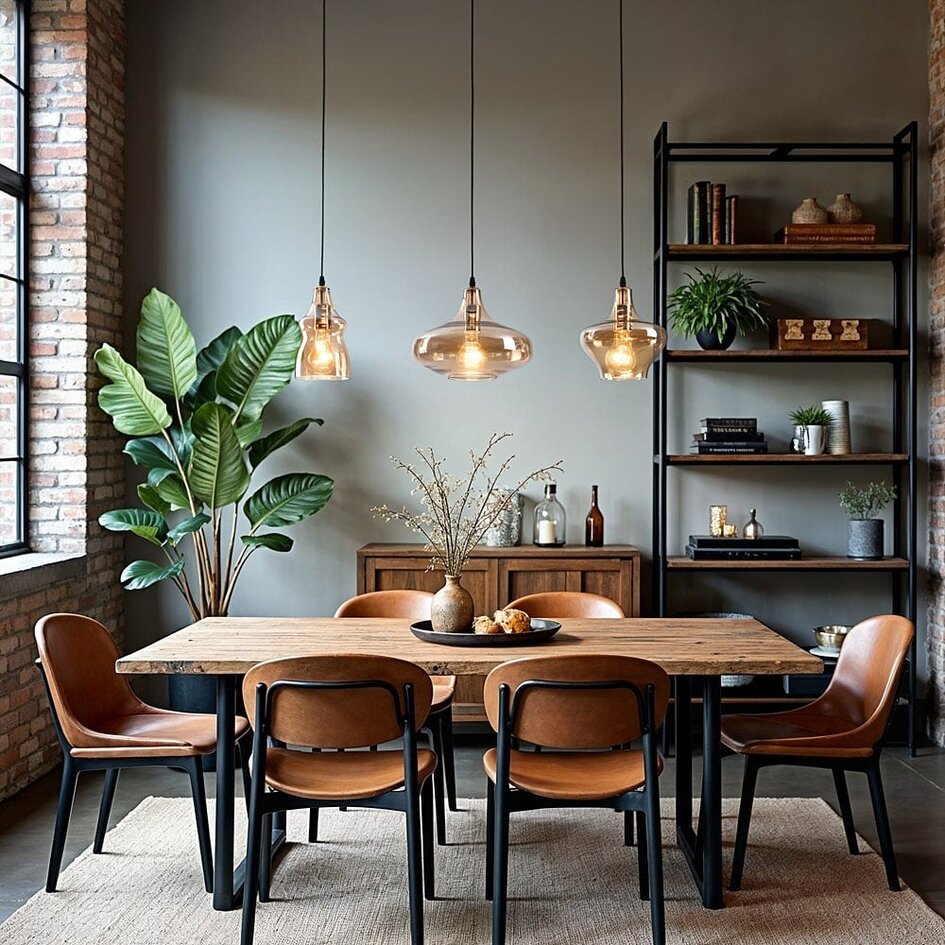 3-lichts industriële hanglamp met amber glas - Maracas