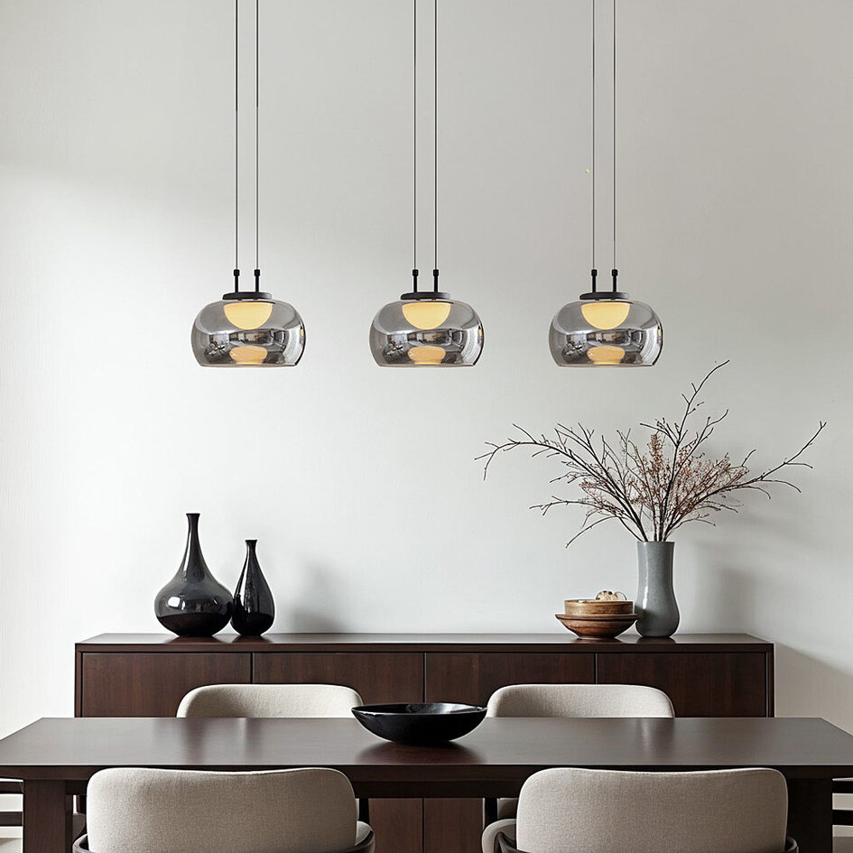 Hanglamp met smoke glas en 3-staps dim -  Gujo