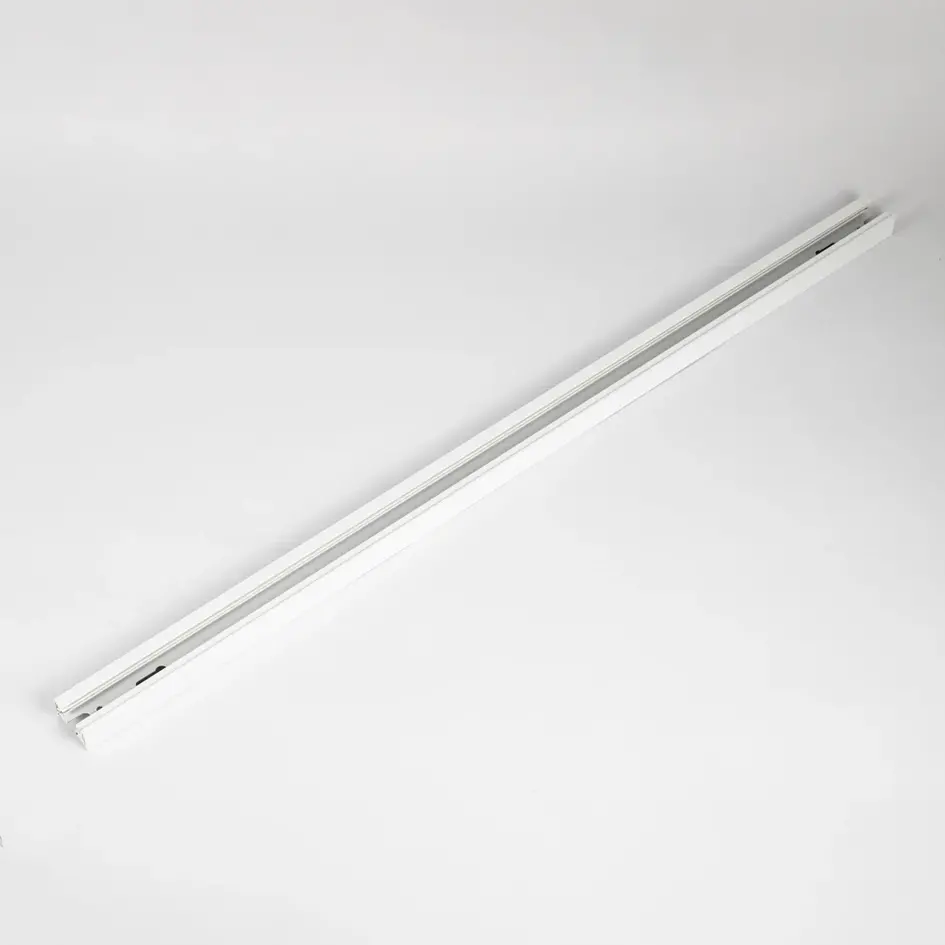 Witte koppelbare 1-fase rail van 75 cm zonder aansluitblok, met eindkap