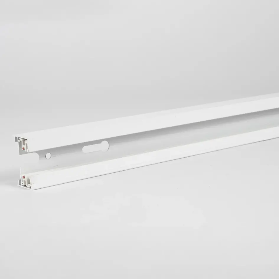 Witte koppelbare 1-fase rail van 75 cm zonder aansluitblok, met eindkap