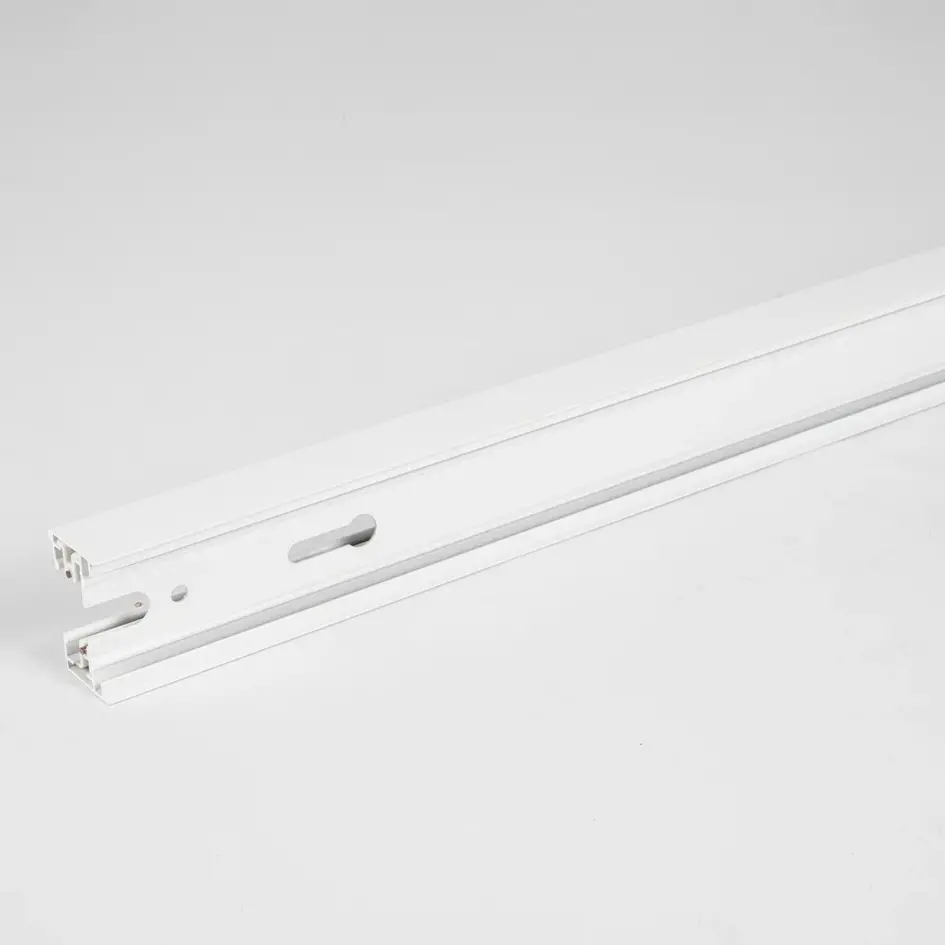 Witte koppelbare 1-fase rail van 75 cm zonder aansluitblok, met eindkap