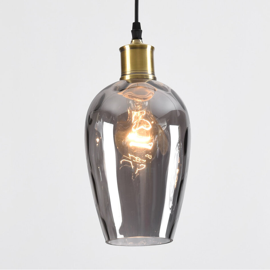 Hanglamp smoke glas met bolling detail - Vanessa