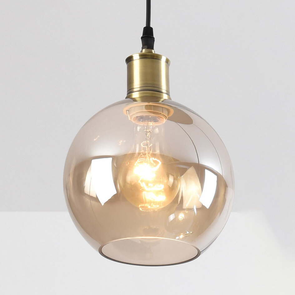 Hanglamp 4-lichts Livia - smoke en cognac glas