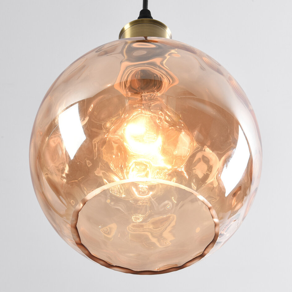 1-lichts hanglamp Verona amber - rond bolling