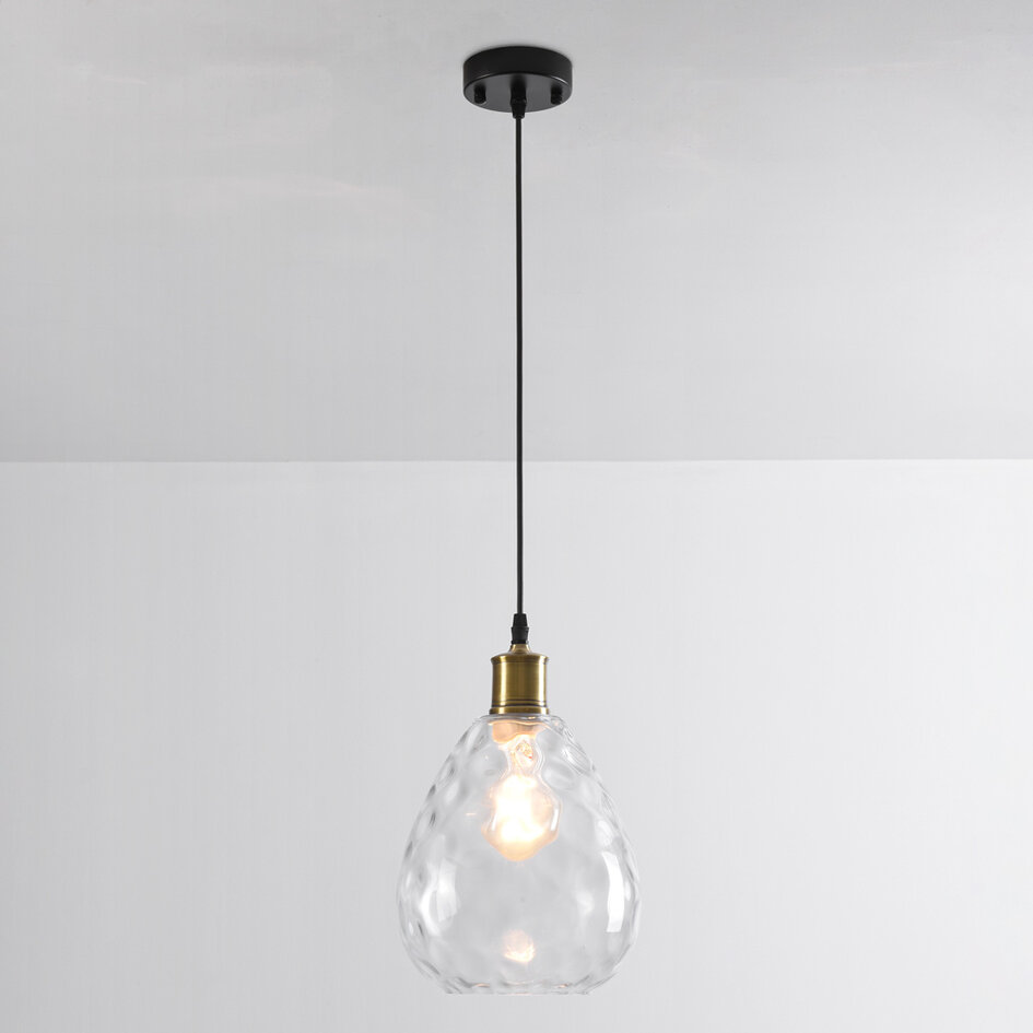 1-lichts hanglamp Verona transparant - druppel glas bolling