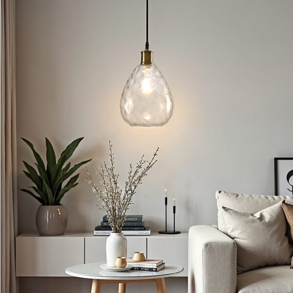 1-lichts hanglamp Verona transparant - druppel glas bolling