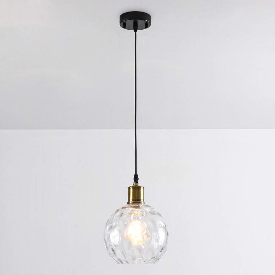 1-lichts hanglamp Verona transparant - rond glas bolling