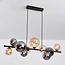 Design hanglamp Deka zwart met amber en smoke glas, 10-lichts