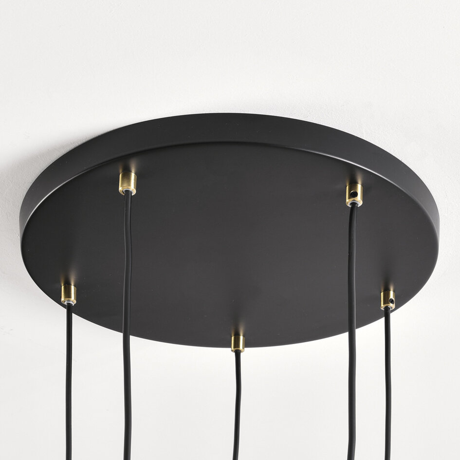 5-lichts hanglamp met amber glas - Glendale