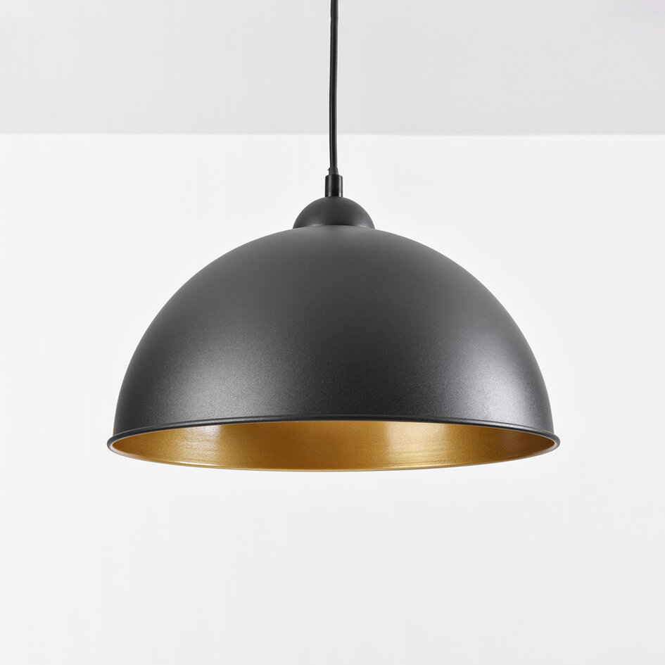 1 fase rail hanglamp Fos - zwart met gouden binnenkant