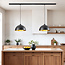 1 fase rail hanglamp Fos - zwart met gouden binnenkant
