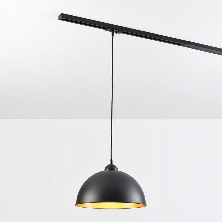 1 fase rail hanglamp Fos - zwart met gouden binnenkant