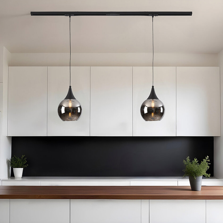 1-fase rail hanglamp met smoke glas - Nya