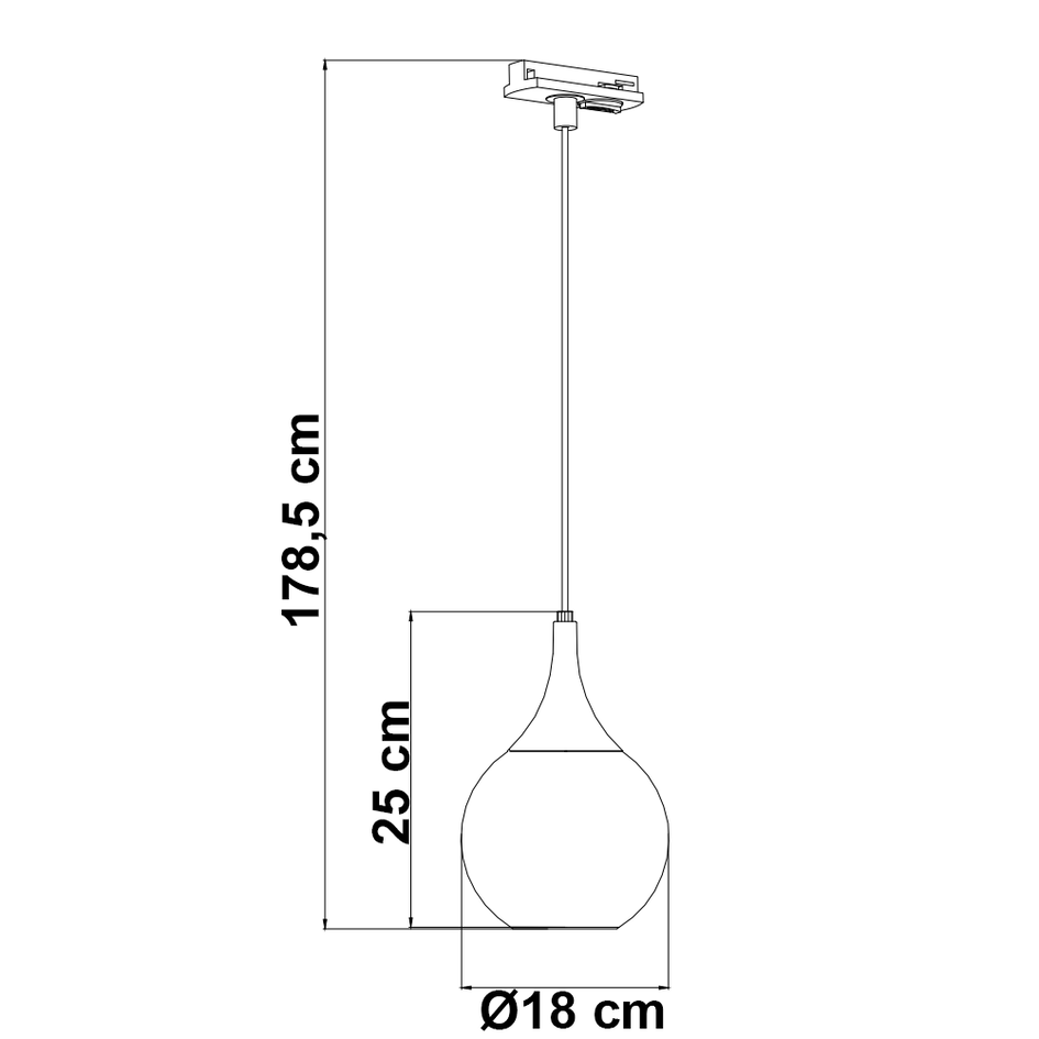 1-fase rail hanglamp met smoke glas - Nya
