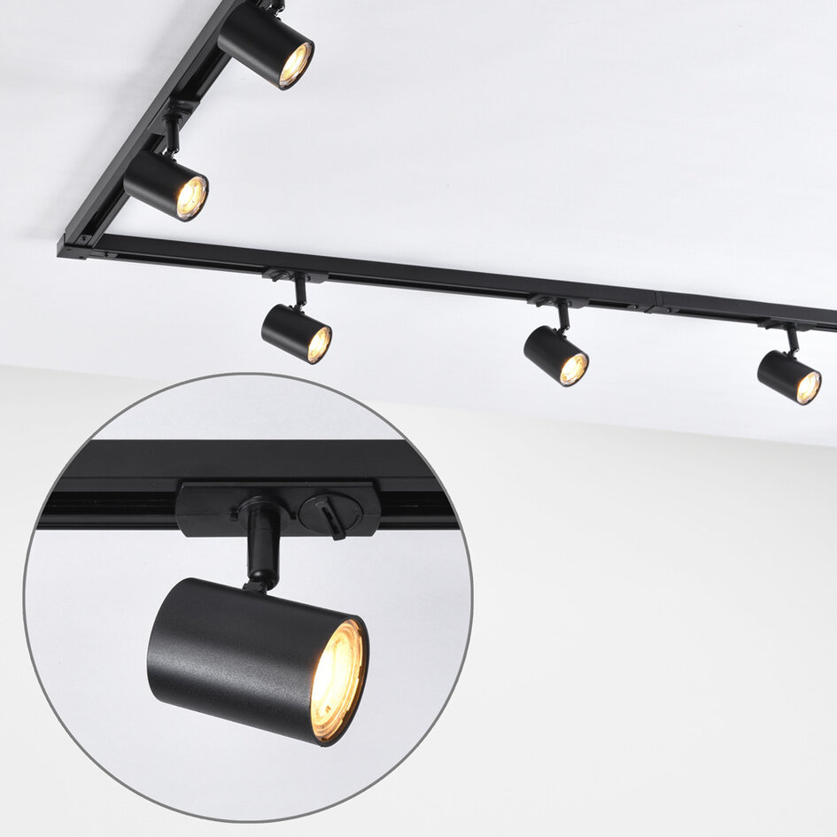 Modern 1-fase railsysteem van 3 meter met Nox spots - 3-staps dimbaar