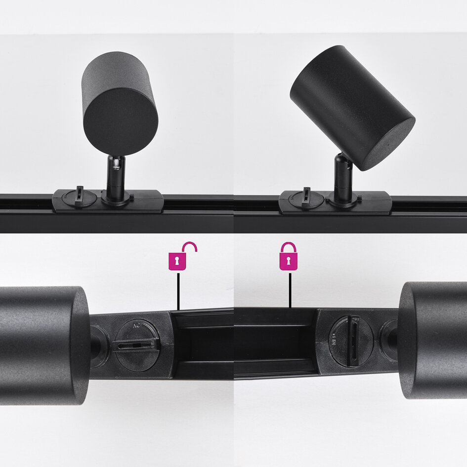 Modern 1-fase railsysteem van 3 meter met Nox spots - 3-staps dimbaar