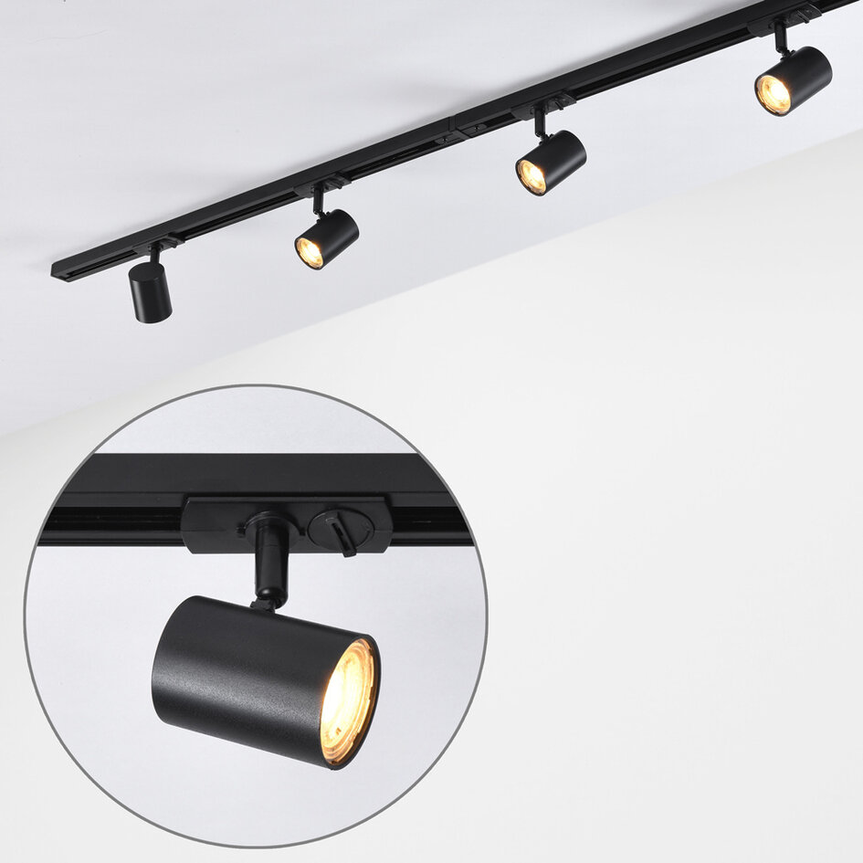 Modern 1-fase railsysteem van 1,5 meter met Nox spots - 3-staps dimbaar