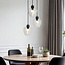 Design mat zwarte hanglamp met transparant glas 3-lichts - Stockton