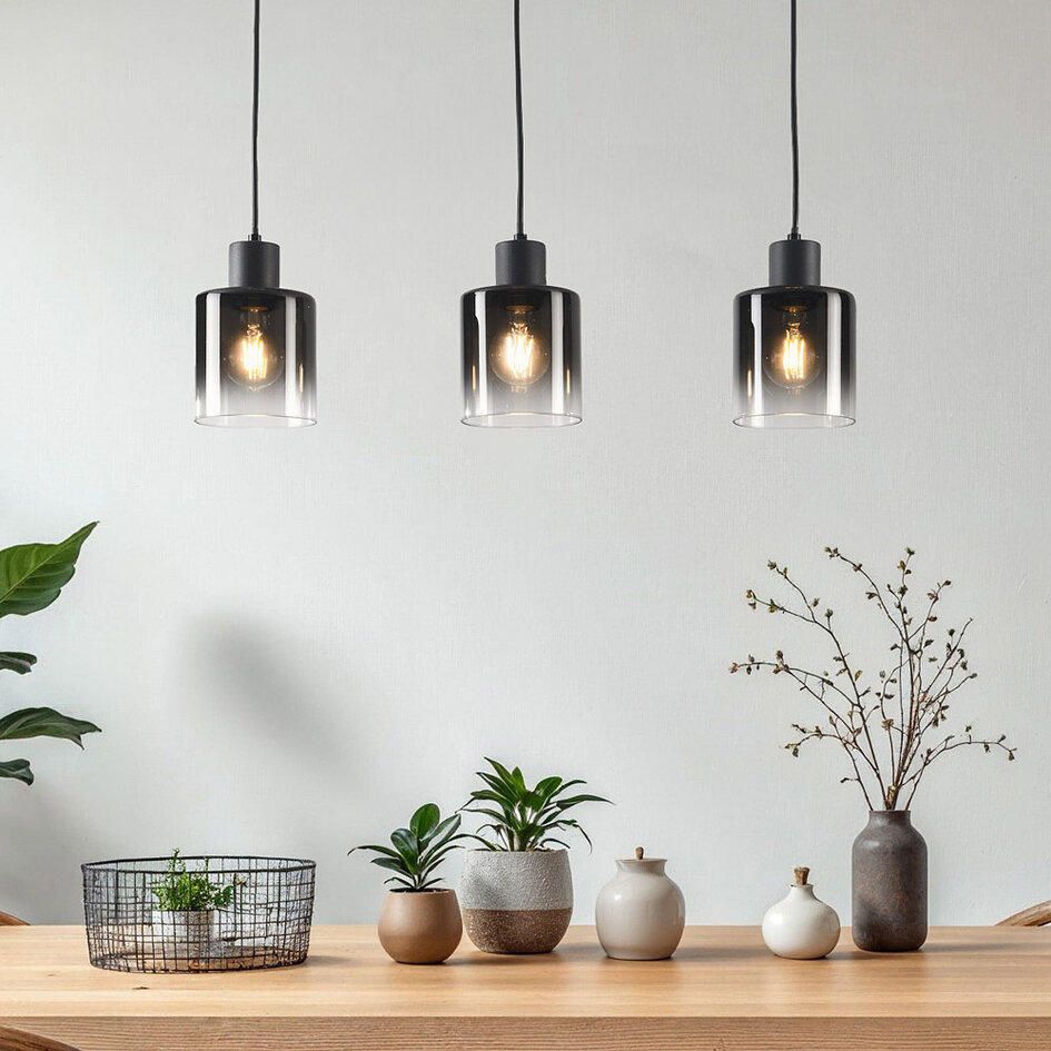 Hanglamp Lyra van smoke glas met verloop, 3-lichts