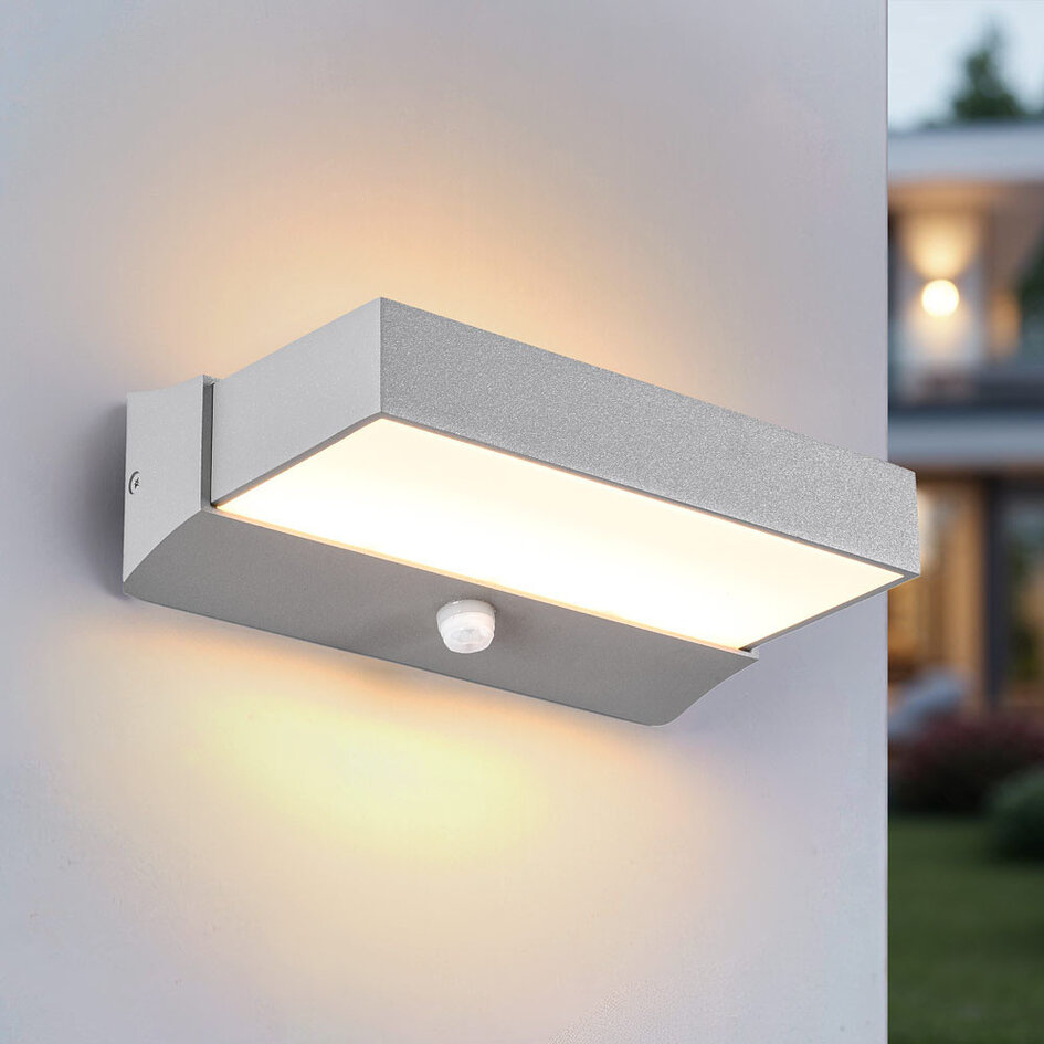 Wandlamp buiten Onyx met sensor - zilver
