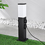 RVS buitenstopcontact met lamp Jardin - vierkant met 4 stopcontacten