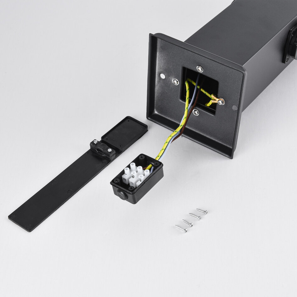 RVS buitenstopcontact met lamp Jardin - vierkant met 4 stopcontacten