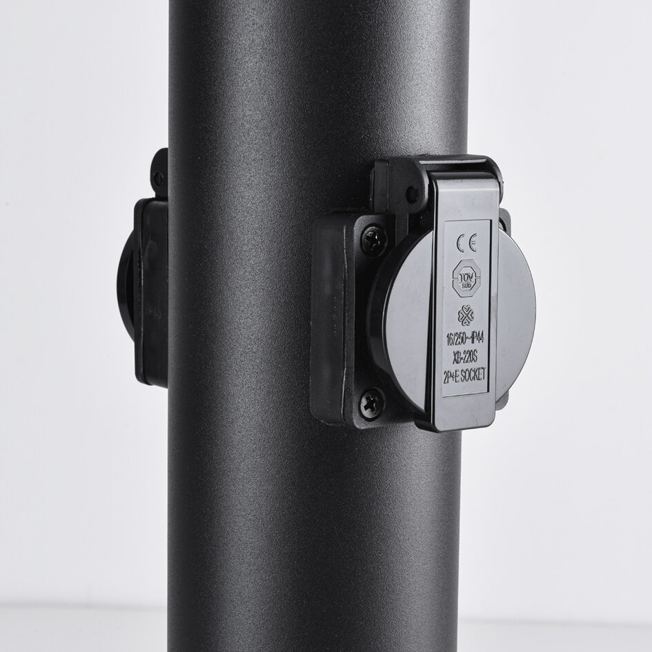 RVS staande buitenlamp met 2 stopcontacten Jardin - rond