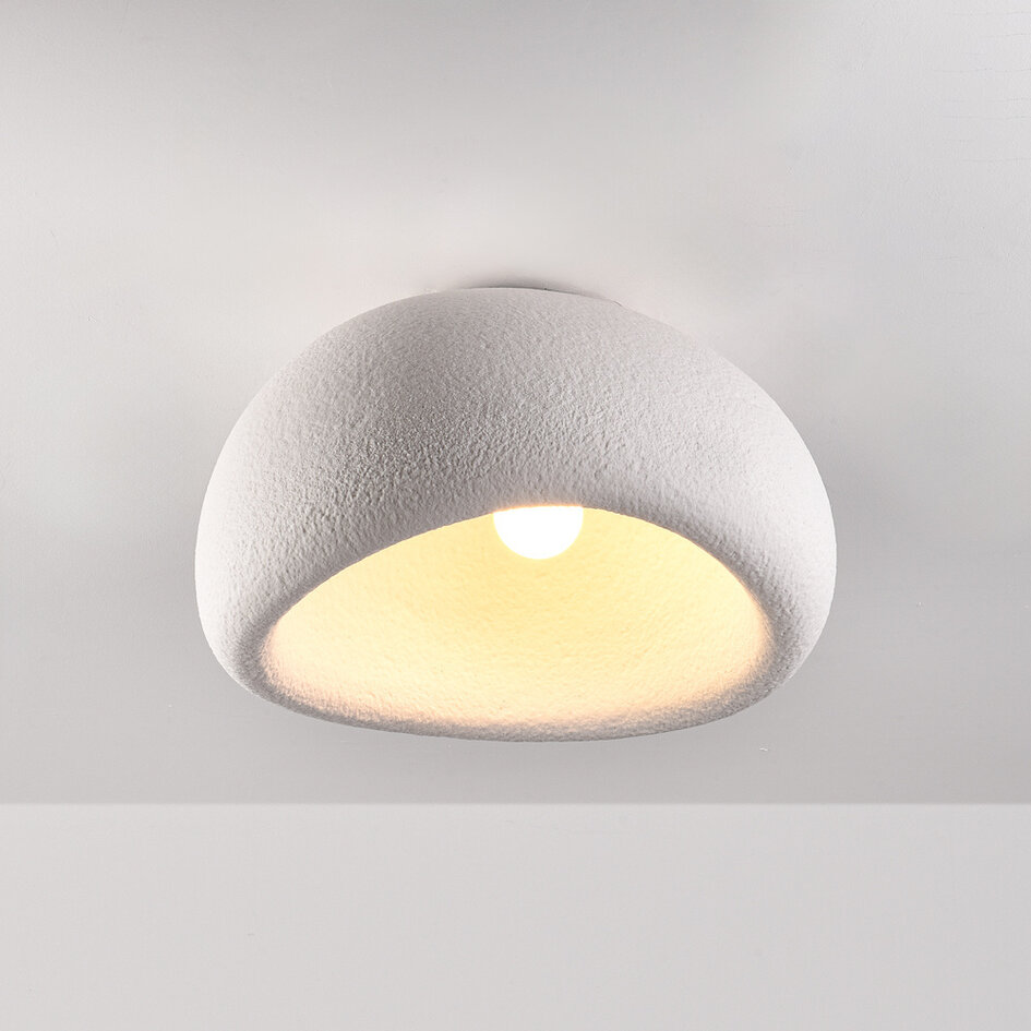 Wabi Sabi plafondlamp Stone Craft met steeneffect 48 x 38 cm - wit