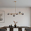 Design plafondlamp goud met smoke glas, 6-lichts - Aster