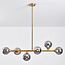 Design plafondlamp goud met smoke glas, 6-lichts - Aster