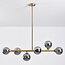 Design plafondlamp goud met smoke glas, 6-lichts - Aster