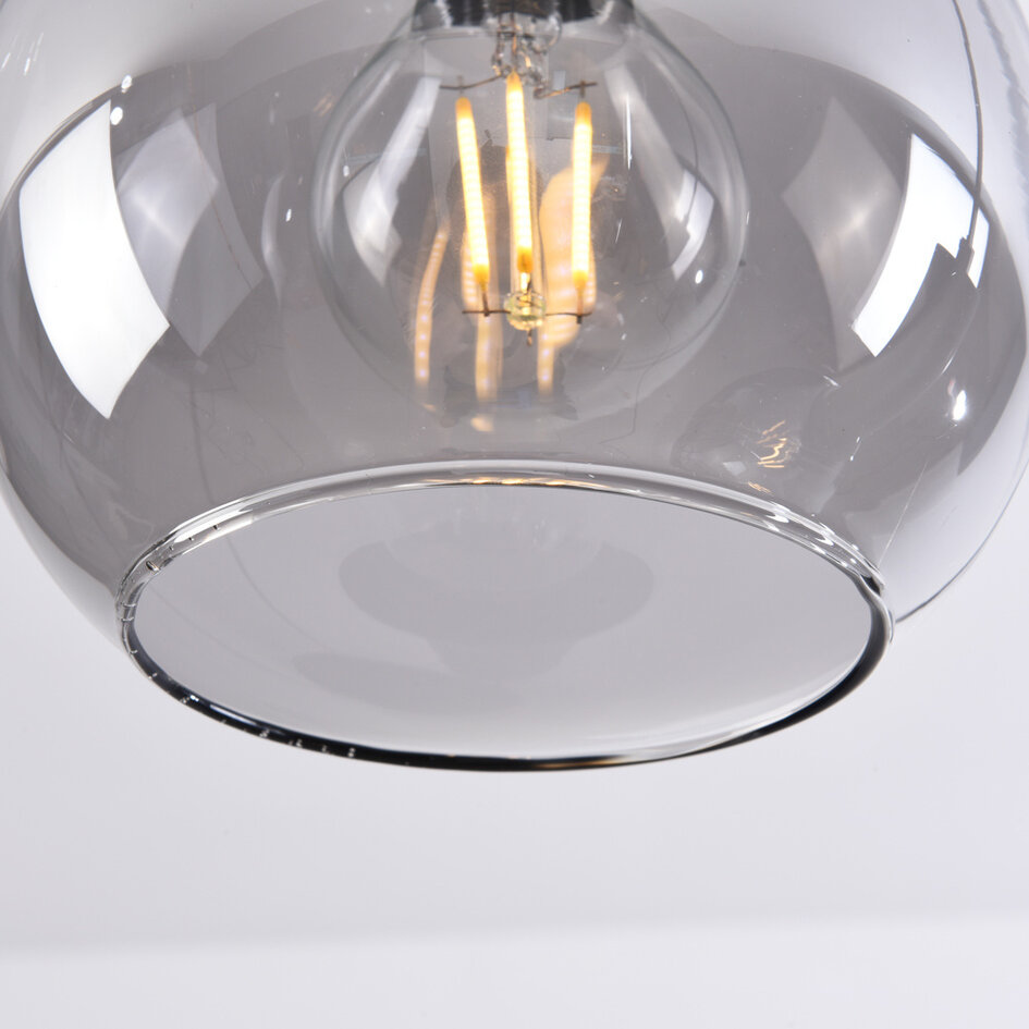 Zwarte hanglamp met smoke glas, 3-lichts - Imme