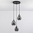 Design hanglamp zwart met smoke glas, 3-lichts - Lainas