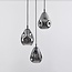 Design hanglamp zwart met smoke glas, 3-lichts - Lainas