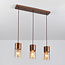 3-lichts hanglamp koffiebruin met amber glas - Lungo