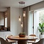 3-lichts design koffiebruine hanglamp met amber glas - Latte
