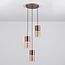 3-lichts design koffiebruine hanglamp met amber glas - Latte