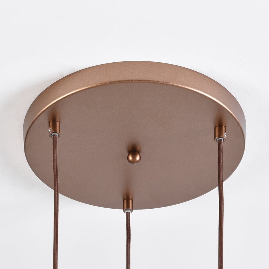 3-lichts design koffiebruine hanglamp met amber glas - Latte