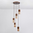 5-lichts design hanglamp koffiebruin met amber glas - Cortado