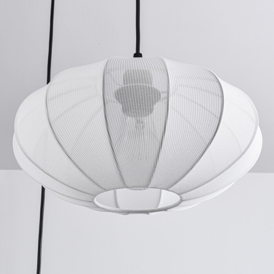 3-lichts japandi hanglamp met witte stoffen lampionnen - Fabrica