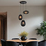 3-lichts japandi hanglamp met zwarte stoffen lampionnen - Fabrica