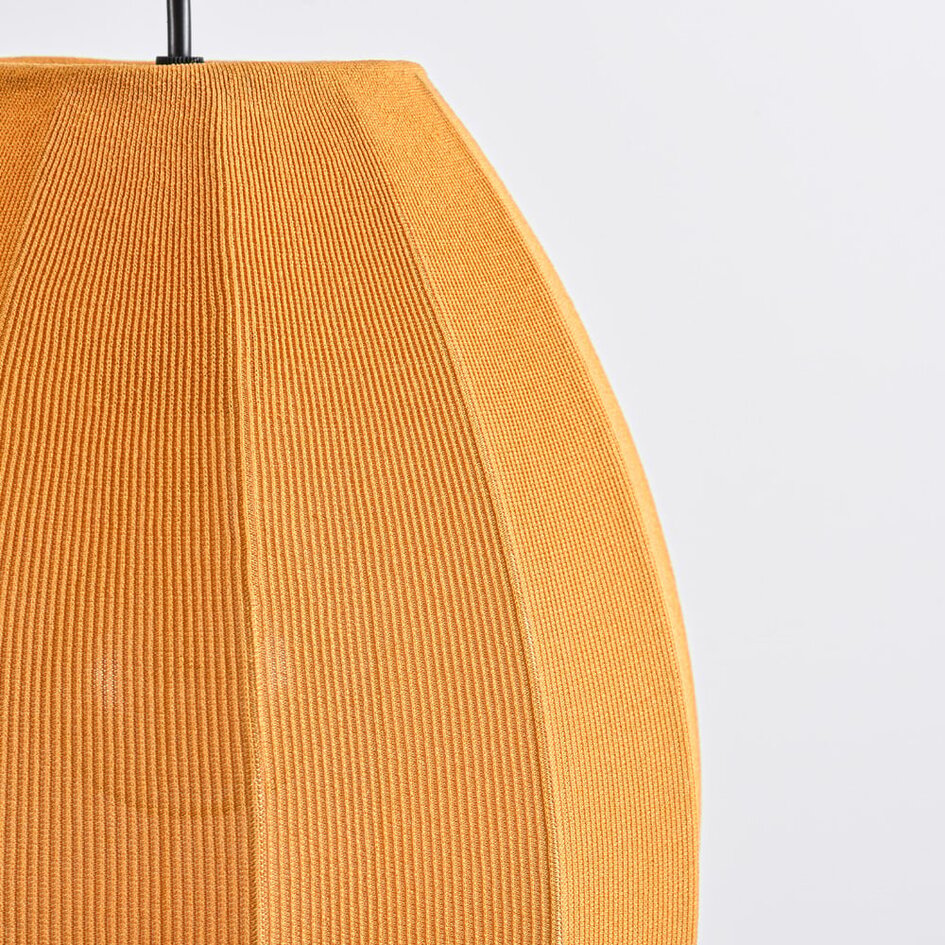 3-lichts japandi hanglamp met oranje stoffen lampionnen - Fabrica