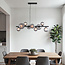 Design glazen hanglamp Givree, 9-lichts - zwart met grijs matglas