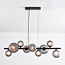 Design glazen hanglamp Givree, 9-lichts - zwart met grijs matglas