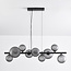 Design glazen hanglamp Givree, 9-lichts - zwart met grijs matglas