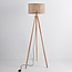 Houten vloerlamp driepoot met rotan kap - Vime