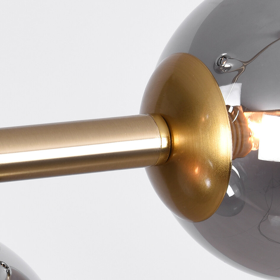 Design plafondlamp goud met smoke glas - Asun