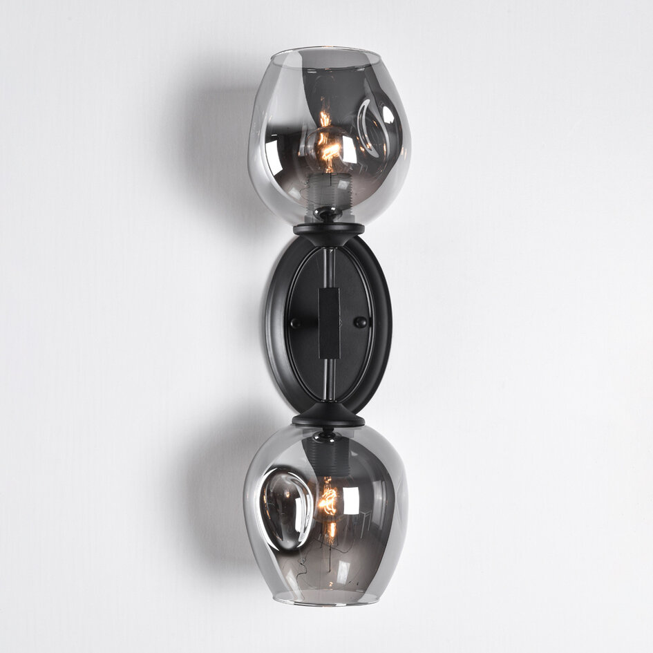 2-lichts wandlamp in het zwart - Leandra